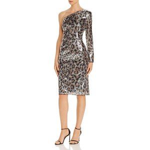ADRIANNA PAPELL SEQUINED ANIMAL PRINT SHEATH DRESS